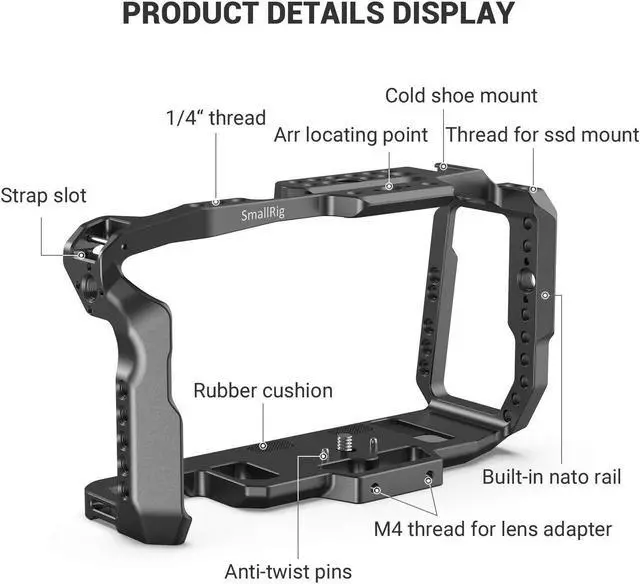 Alt view image 2 of 5 - [Bundle Product] SMALLRIG BMPCC 4K & 6K Cage 2203 + Mount Bracket SSD Holder for Samsung T5 SSD 2245