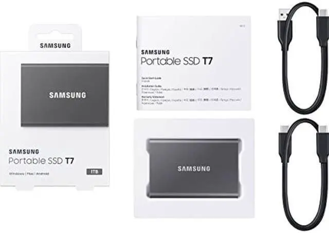 Alt view image 3 of 5 - Samsung T7 Portable SSD - 1 TB - USB 3.2 Gen.2 Externe SSD Titan Gray (MU-PC1T0T/WW)