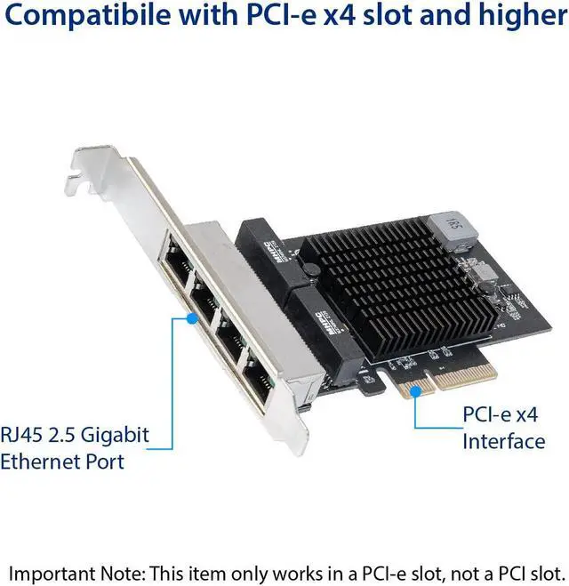 Alt view image 4 of 5 - IO CREST Quad 2.5 Gigabit Ethernet PCI Express PCI-E Network Interface Card 10/100/1000/25000 Mbps RJ45 LAN Realtek RTL8125 Chipset, Black (SI-PEX24077)
