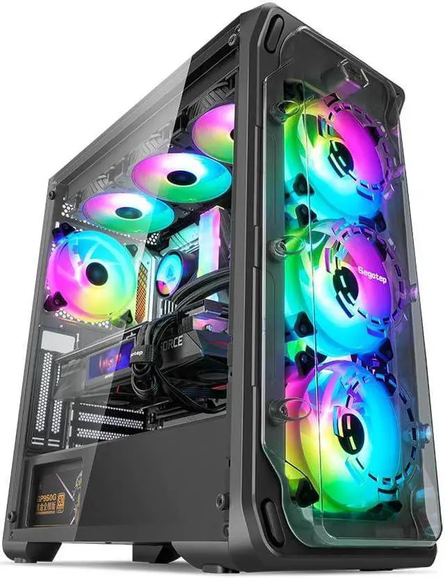 Alt view image 2 of 5 - SEGOTEP LUX 360 - EATX/ATX Gaming Desktop Case with 3D Ring Design Panel - Compatible with 240mm/280mm/360mm AIO Liquid Cooler & Vertical GPU - Acrylic Panels - Three ARGB Fans Included - Black Color