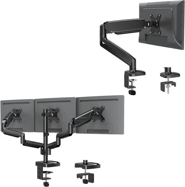 Main image of MOUNTUP Triple Monitor Desk Mount & Single Monitor Stand Bundle