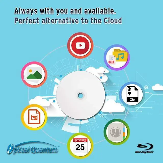 Alt view image 4 of 5 - Optical Quantum 6X 50GB BD-R DL White Inkjet Printable Blu-ray Double Layer Recordable Media, 50-Disc Spindle