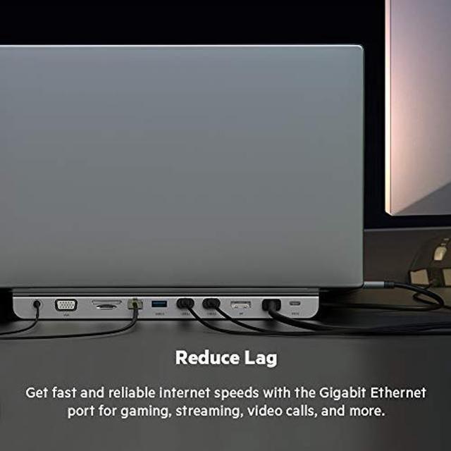 Alt view image 4 of 5 - Belkin USB C Hub, 11-in-1 Multi-Port Laptop Dock with 4K HDMI, DP, VGA, USB C Docking Station with 100W Power Delivery, USB A, Gigabit Ethernet, SD, MicroSD, 3.5mm Port For MacBook Pro, Air and More