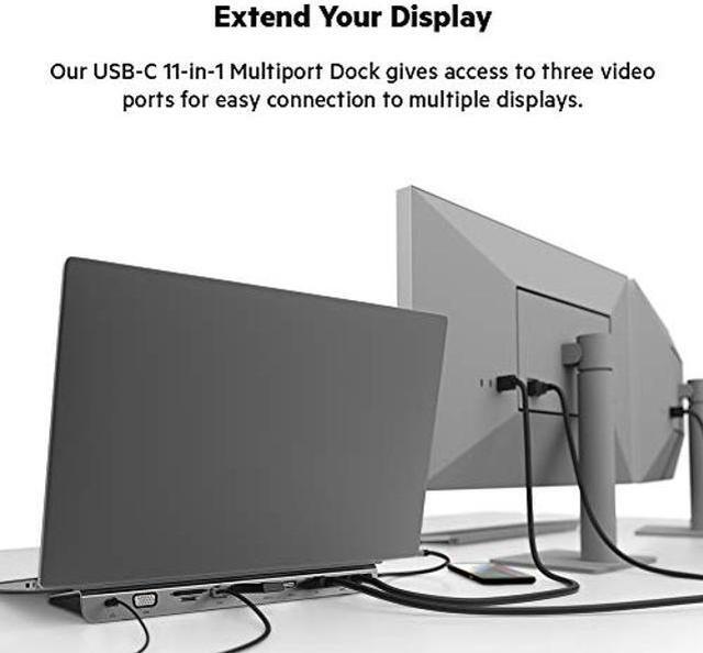 Alt view image 5 of 5 - Belkin USB C Hub, 11-in-1 Multi-Port Laptop Dock with 4K HDMI, DP, VGA, USB C Docking Station with 100W Power Delivery, USB A, Gigabit Ethernet, SD, MicroSD, 3.5mm Port For MacBook Pro, Air and More