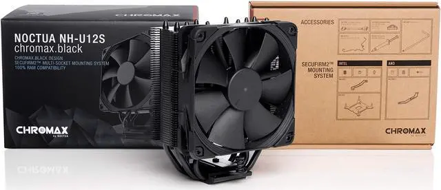 Alt view image 4 of 5 - Noctua NH-U12S chromax.Black, 120mm Single-Tower CPU Cooler (Black)
