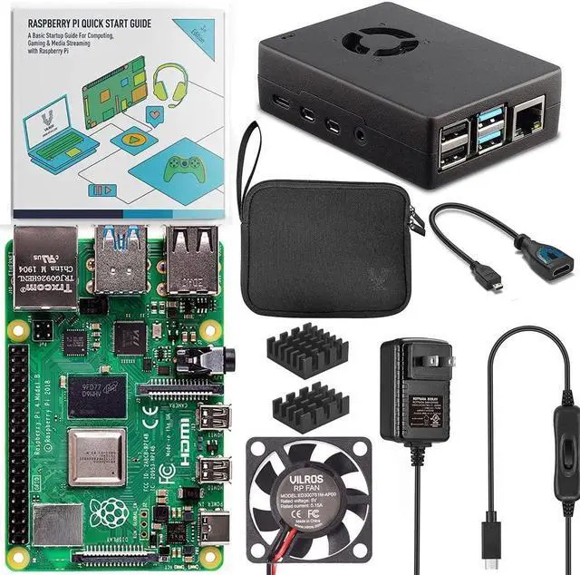 Main image of Vilros Raspberry Pi 4 8GB Basic Starter Kit with Fan Cooled Heavy Duty Aluminum Alloy Case (Black Case)
