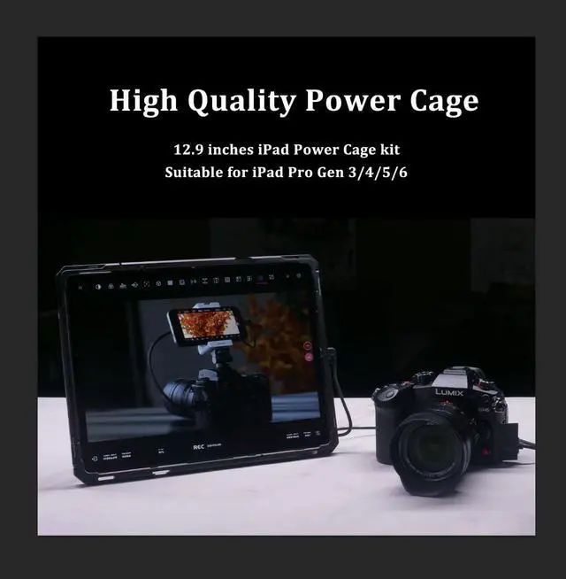 Alt view image 2 of 5 - Accsoon PowerCage II for iPad Pro-12.9'' Protection Cage, 10mm Adjustable Power Case iPad, Compatible with iPad Pro(Gen 3, 4, 5, 6), Protection&Power Supply Accessory-Easy to Use