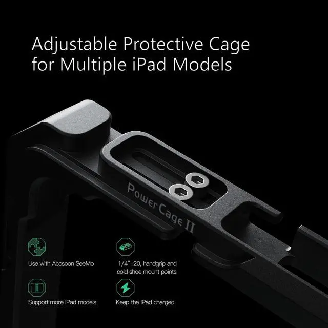 Alt view image 5 of 5 - Accsoon PowerCage II for iPad Pro-12.9'' Protection Cage, 10mm Adjustable Power Case iPad, Compatible with iPad Pro(Gen 3, 4, 5, 6), Protection&Power Supply Accessory-Easy to Use