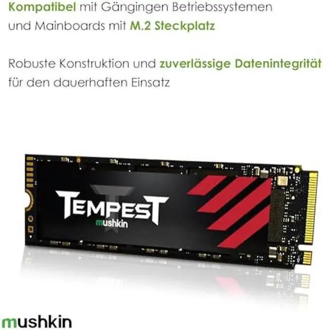 Alt view image 3 of 5 - Mushkin Tempest  2TB PCIe Gen3 x4 NVMe 1.4  M.2 (2280) Internal Solid State Drive (SSD)  3D NAND Flash - (MKNSSDTS2TB-D8)