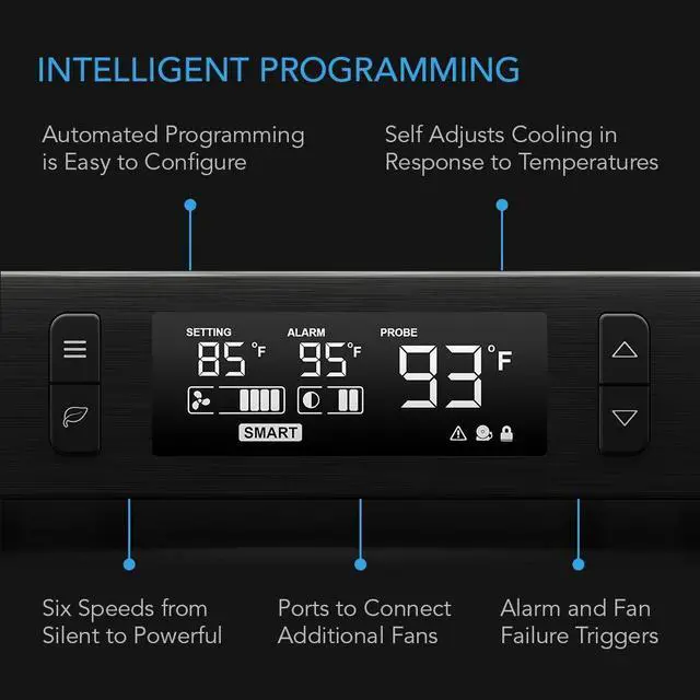 Alt view image 3 of 5 - AC Infinity AIRCOM T9, Quiet Cooling Fan System 17" Top-Exhaust for Receivers, Amps, DVR, AV Cabinet Components