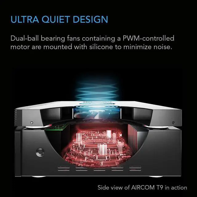 Alt view image 4 of 5 - AC Infinity AIRCOM T9, Quiet Cooling Fan System 17" Top-Exhaust for Receivers, Amps, DVR, AV Cabinet Components