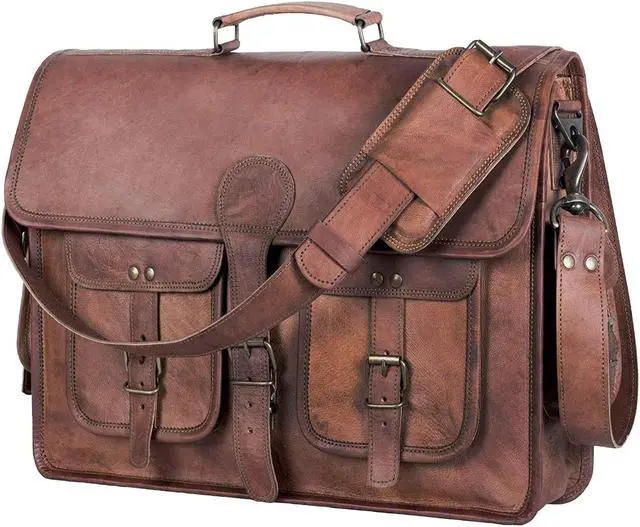 Alt view image 2 of 5 - Handmade Leather Journal Lined Paper and Leather briefcase 18 Inch Laptop Messenger Bags for Men and Women Combo Pack