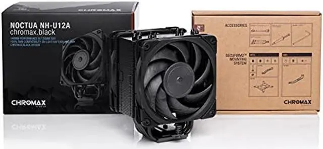 Alt view image 4 of 5 - Noctua NH-U12A chromax.Black, 120mm Single-Tower CPU Cooler (Black) For Desktop