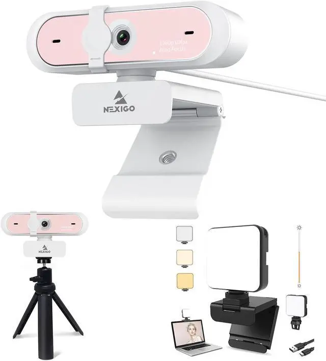 Main image of NexiGo 60FPS 1080P Webcam Kits, N660P FHD USB Web Camera with Privacy Cover and Dual Microphones, Upgraded Video Conference Lighting, Lightweight Mini Tripod, for Zoom/Skype/Teams, Pink