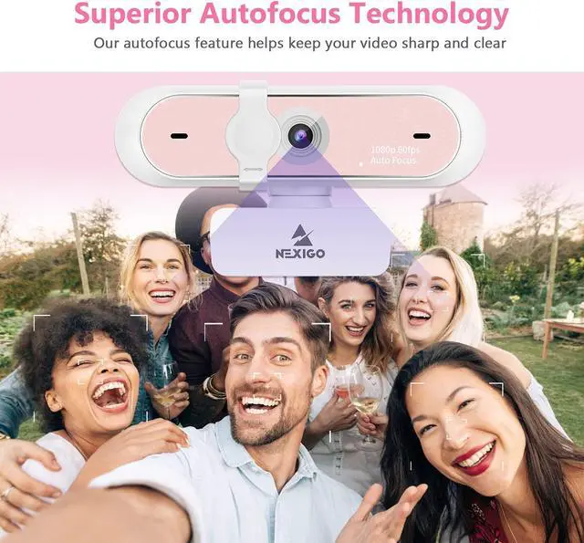 Alt view image 4 of 5 - NexiGo 60FPS 1080P Webcam Kits, N660P FHD USB Web Camera with Privacy Cover and Dual Microphones, Upgraded Video Conference Lighting, Lightweight Mini Tripod, for Zoom/Skype/Teams, Pink