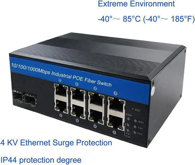 Alt view image 4 of 5 - OLYCOM Industrial Switch 8Port Gigabit Ethernet with POE 240W Total 2Port SFP Din Rail Mounted IP40 for Outdoor Use