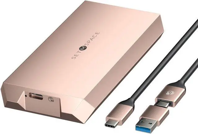 Main image of NVME Enclosure 40 Gbps ['Tough Guy' Quality] M.2 Enclosure Compatible with Thunderbolt 3/4&USB4, Screw Fixed Solid Aluminium Alloy SETMSPACE SSD Enclosure with USBC/A Cable for M-Key PCIe NVME 2280