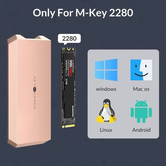 Alt view image 4 of 5 - NVME Enclosure 40 Gbps ['Tough Guy' Quality] M.2 Enclosure Compatible with Thunderbolt 3/4&USB4, Screw Fixed Solid Aluminium Alloy SETMSPACE SSD Enclosure with USBC/A Cable for M-Key PCIe NVME 2280