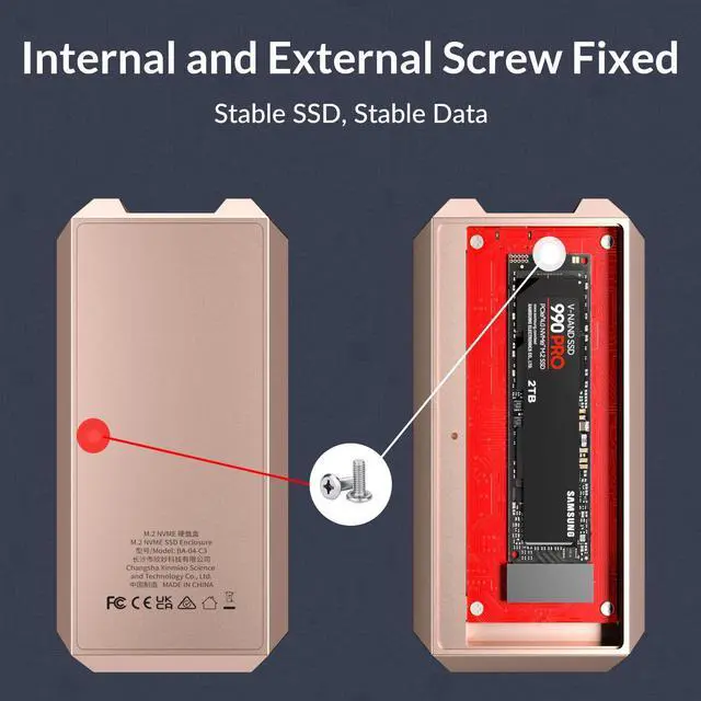 Alt view image 5 of 5 - NVME Enclosure 40 Gbps ['Tough Guy' Quality] M.2 Enclosure Compatible with Thunderbolt 3/4&USB4, Screw Fixed Solid Aluminium Alloy SETMSPACE SSD Enclosure with USBC/A Cable for M-Key PCIe NVME 2280