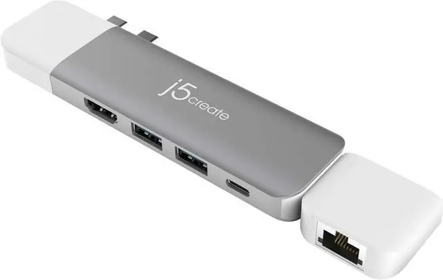 Alt view image 3 of 5 - j5create USB-C Multi-Display Modular Hub | HDMI x 2, Mini DisplayPort, VGA, PD 100W, RJ-45 Ethernet, USB-A x 2, USB Type-C x 1, SD Card Reader for MacBook Pro/Air, iPad Pro 2021/2020/2018 (JCD389)