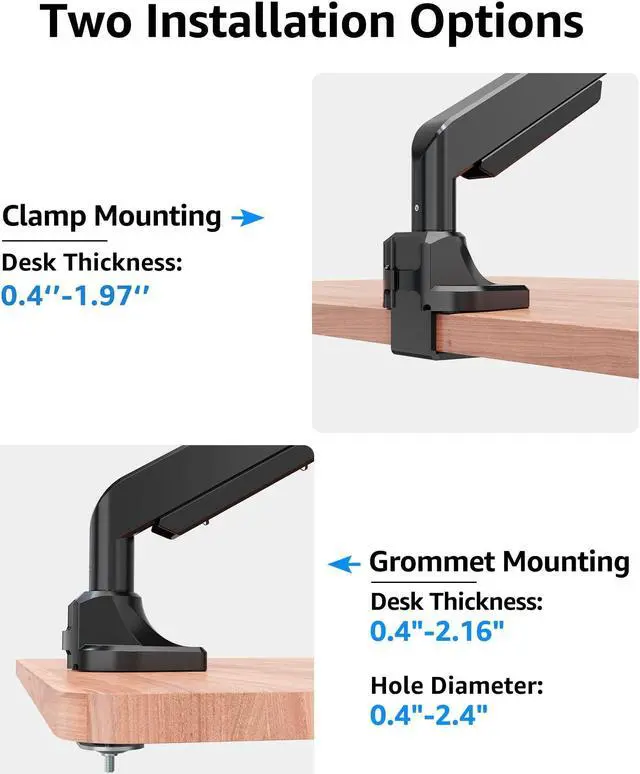 Alt view image 5 of 5 - MOUNTUP Single Monitor Mount fits 17''-49'' Ultrawide Screen, Holds 6.6-33lbs + MOUNTUP Single Monitor Desk Mount, Adjustable Gas Spring Monitor Arm Support Max 32 Inch, 4.4-17.6lbs Screen