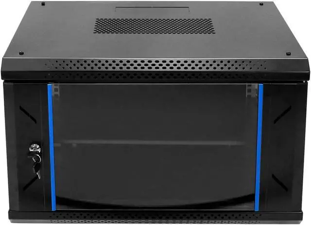 Alt view image 4 of 5 - QWORK 6U Network Server Cabinet Enclosure, Wall Mount Server Cabinet Network Rack Vented Enclosure, for 19" IT Equipment, A/V, with Lockable Glass Door & Removable Side Panels, Black