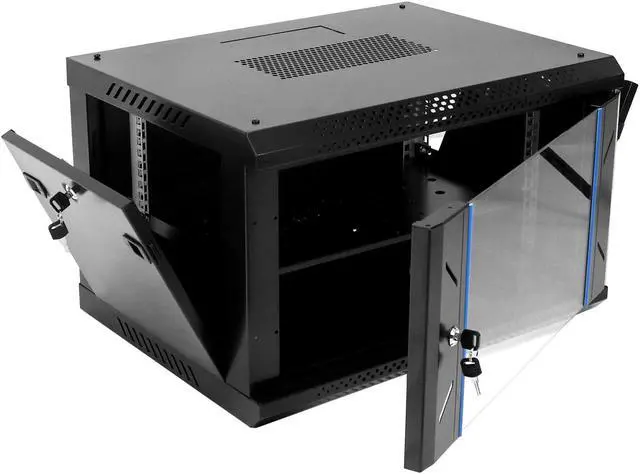 Alt view image 5 of 5 - QWORK 6U Network Server Cabinet Enclosure, Wall Mount Server Cabinet Network Rack Vented Enclosure, for 19" IT Equipment, A/V, with Lockable Glass Door & Removable Side Panels, Black