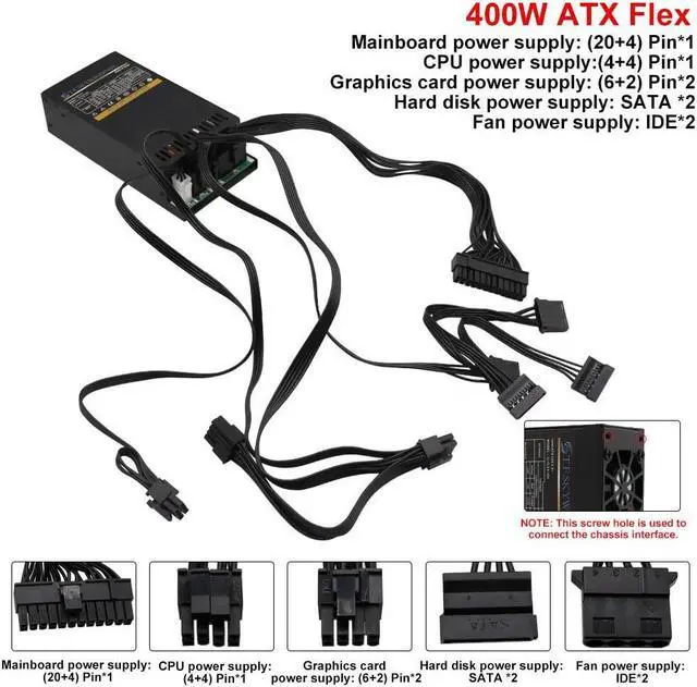 Alt view image 5 of 5 - Flex ATX Power Supply 400W Fully Modular PSU Full Voltage 90V-264V Small ITX Computer Supplies for POS AIO Gaming Server Desktop