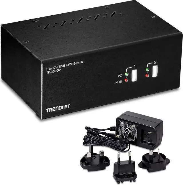 Main image of TRENDnet 2-Port Dual Monitor DVI KVM Switch with Audio, 2-Port USB 2.0 Hub, Digital Resolutions up to 1920 x 1200, Analog Resolutions up to 2048 x 1536, TK-232DV