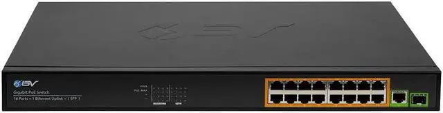 Alt view image 2 of 5 - BV-Tech 16 Ports PoE+ Switch (16 Gigabit Ethernet Ports | 1 Ethernet +1 SFP Uplink) -230W - Fanless Desktop Design, Sturdy Metal Housing - 802.3af/at