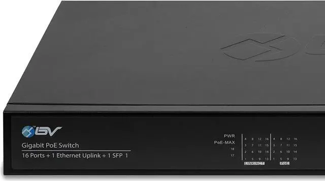Alt view image 3 of 5 - BV-Tech 16 Ports PoE+ Switch (16 Gigabit Ethernet Ports | 1 Ethernet +1 SFP Uplink) -230W - Fanless Desktop Design, Sturdy Metal Housing - 802.3af/at