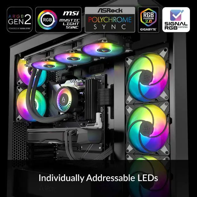 Alt view image 2 of 5 - ARCTIC Liquid Freezer III 360 A-RGB - CPU AIO Water Cooler, Water Cooling PC, Intel & AMD, Efficient PWM-Controlled Pump, Fan: 200-2000 RPM, LGA1851 and LGA1700 Contact Frame - Black