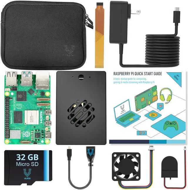 Main image of Vilros Raspberry Pi 5-4GB Starter Kit - Turbo Cooled Edition - 32GB Memory (Aluminum Black)