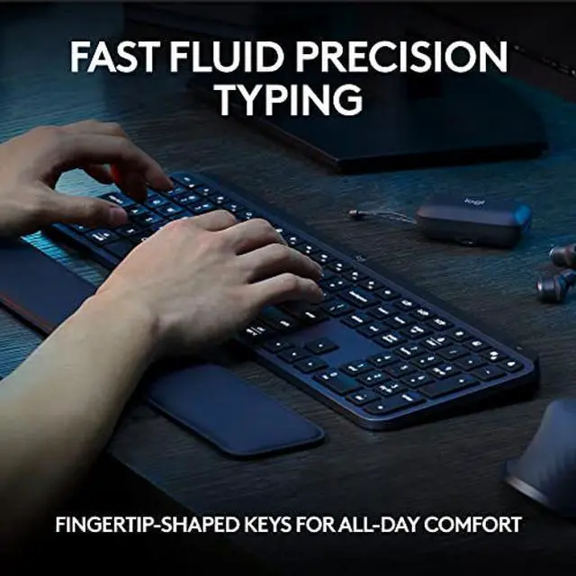 Alt view image 3 of 5 - Logitech MX Keys S Wireless Keyboard, Low Profile, Quiet Typing, Backlighting, Bluetooth, USB C Rechargeable for Windows PC, Linux, Chrome, Mac - Graphite - With Free Adobe Creative Cloud Subscription