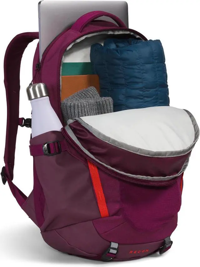 Alt view image 4 of 5 - The North Face Women's Recon Everyday Laptop Backpack, Boysenberry Light Heather/Fiery Red, One Size