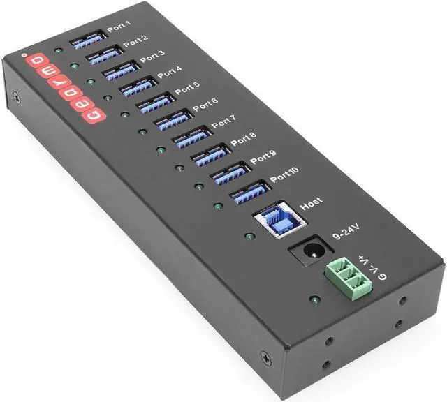 Main image of USB 3.2 Gen 1 10 Port Industrial Metal Hub w/15KV ESD Protection