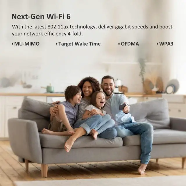Alt view image 2 of 5 - Mercku M6a Mesh Wi-Fi 6 Router for Wireless Internet 1 Pack Covers up to 3,000 sq.ft. Can Add More Units to Form a Mesh Wi-Fi System, Dual-Band Gigabit Router, App Control, AX1800, Iron Grey