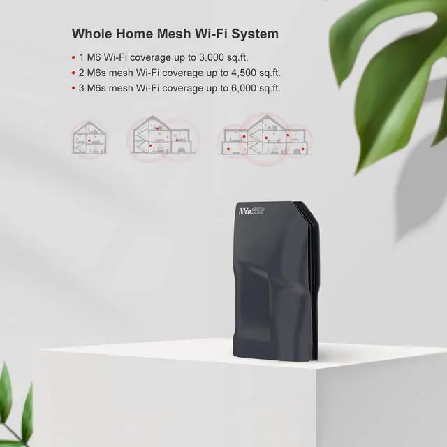 Alt view image 4 of 5 - Mercku M6a Mesh Wi-Fi 6 Router for Wireless Internet 1 Pack Covers up to 3,000 sq.ft. Can Add More Units to Form a Mesh Wi-Fi System, Dual-Band Gigabit Router, App Control, AX1800, Iron Grey