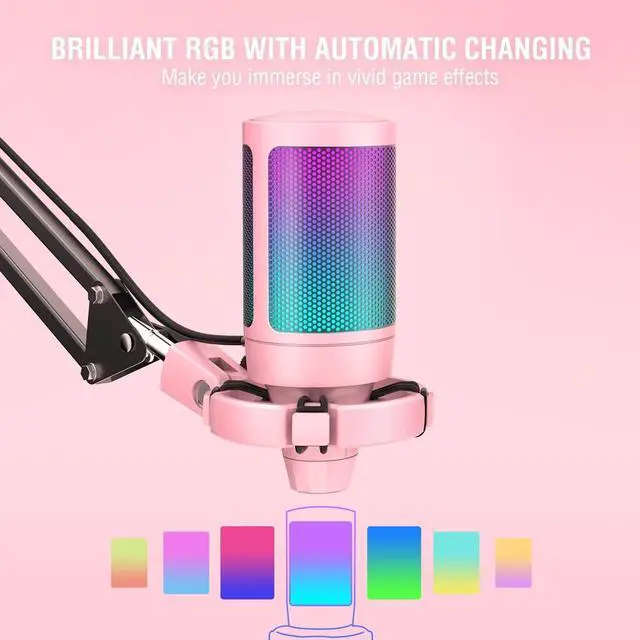 Alt view image 4 of 5 - FIFINE Gaming USB Microphone Kit with Over-Ear Streaming Headset Bundle, PC Computer Mic Set with RGB, Mute, Gain Knob, Wired Headphones with Boom Mic for Recording Video Game (A6TP+H6W)