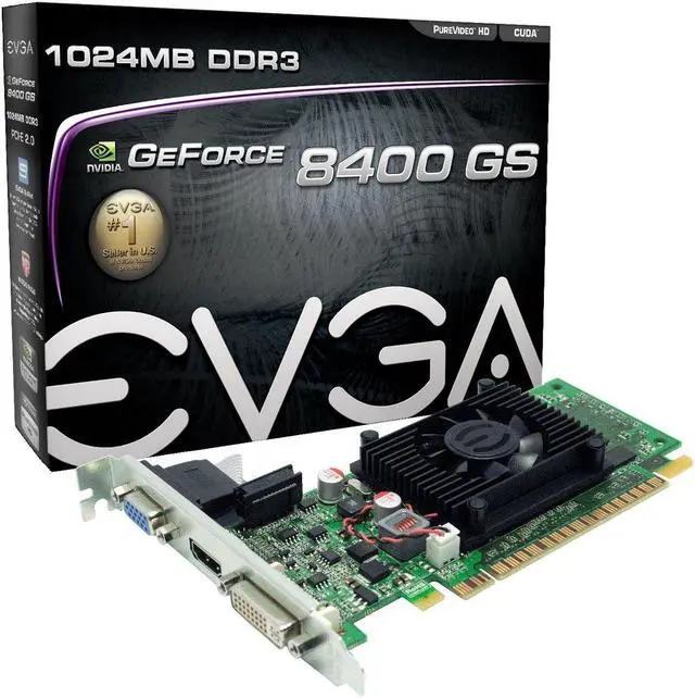 Main image of EVGA 1GB GeForce 8400 GS DirectX 10 64-Bit DDR3 PCI Express 2.0 x16 HDCP Ready Video Card Model 01G-P3-1302-LR