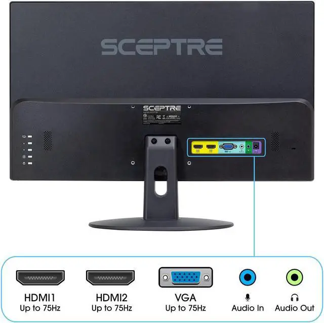 Alt view image 5 of 5 - Sceptre E249W-19203R 24-inch FHD LED Gaming Monitor 2X HDMI VGA 75Hz Build-in Speakers, Machine Black