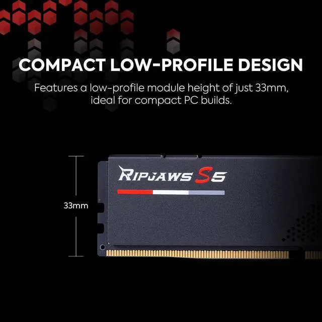 Alt view image 4 of 5 - G.SKILL Ripjaws S5 Series (Intel XMP 3.0) DDR5 RAM 32GB (2x16GB) 6400MT/s CL32-39-39-102 1.40V Desktop Computer Memory UDIMM - Matte Black (F5-6400J3239G16GX2-RS5K)