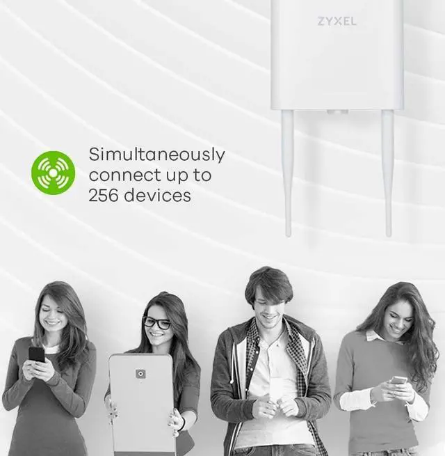 Alt view image 4 of 5 - ZyXEL WiFi 6 AX1800 Wireless Gigabit Outdoor Access Point | IP55 Rated | Mesh, Seamless Roaming & MU-MIMO | WPA3-PSK Security | Cloud, App or Direct Management | PoE+ Injector Included | NWA55AXE