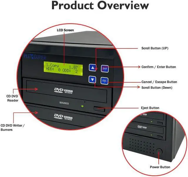 Alt view image 3 of 5 - PlexCopier 24X 1 to 1 CD DVD M-Disc Supported Duplicator Copier Tower with Free Copy Protection