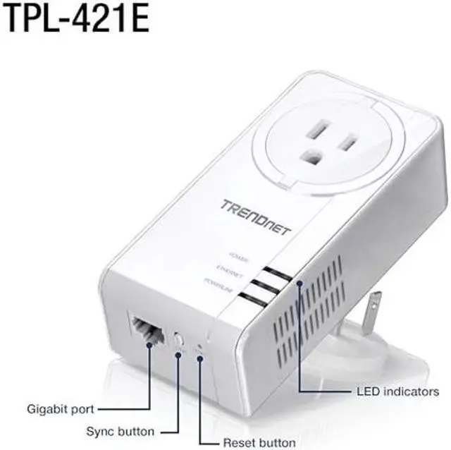 Alt view image 3 of 5 - TRENDnet Wi-Fi Everywhere Powerline 1200 AV2 Dual-Band AC1200 Wireless Access Point Kit, Includes 1 x TPL-430AP and 1 x TPL-423E, 3 x Gigabit Ports, Easy Installation, White, TPL-430APK