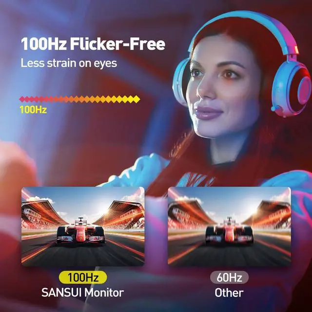 Alt view image 2 of 5 - SANSUI Monitor 24 inch 100Hz IPS USB Type-C FHD 1080P Computer Display Built-in Speakers HDMI DP HDR10 Game RTS/FPS Tilt Adjustable for Working and Gaming (ES-24X3 Type-C & HDMI Cable Included)