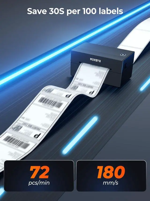 Alt view image 3 of 5 - MUNBYN Bluetooth Thermal Label Printer, 130B Wireless 4x6 Shipping Label Printer for Shipping Packages Small Business Office or Home, Compatible with iPhone Android iPad Windows macOS Chrome Etsy eBay