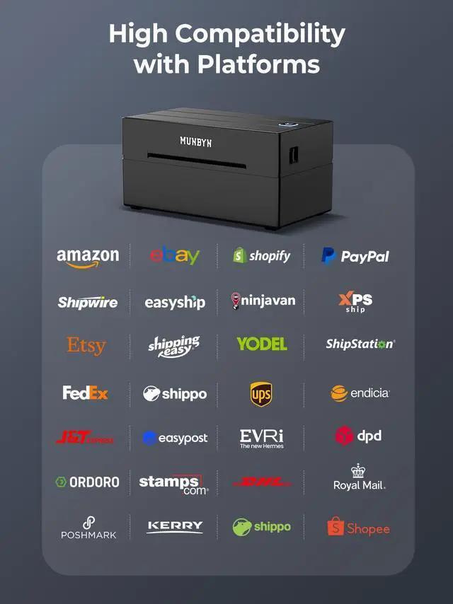 Alt view image 5 of 5 - MUNBYN Bluetooth Thermal Label Printer, 130B Wireless 4x6 Shipping Label Printer for Shipping Packages Small Business Office or Home, Compatible with iPhone Android iPad Windows macOS Chrome Etsy eBay