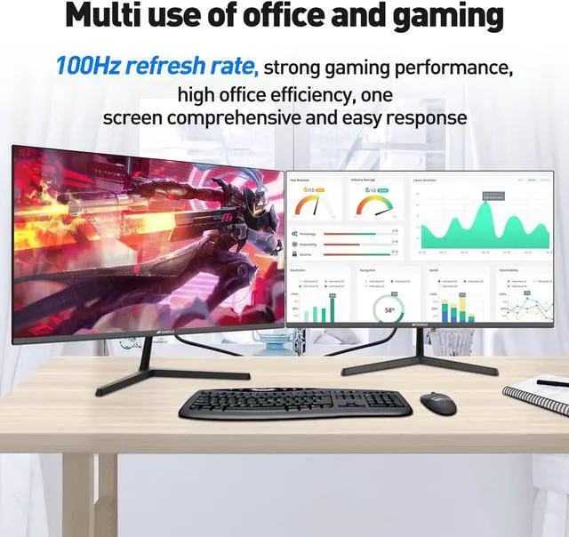 Alt view image 5 of 5 - SANSUI Monitor 24 inch 100Hz IPS USB Type-C FHD 1080P Computer Display Built-in Speakers HDMI DP HDR10 Game RTS/FPS Tilt Adjustable for Working and Gaming (ES-24X3 Type-C & HDMI Cable Included)