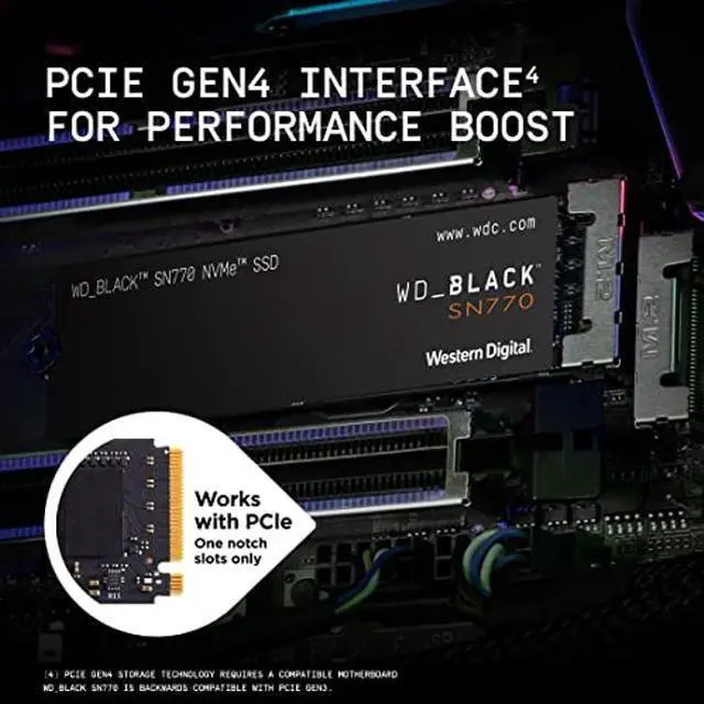 Alt view image 3 of 5 - Western Digital WD_BLACK 2TB SN770 NVMe Internal Gaming SSD Solid State Drive - Gen4 PCIe, M.2 2280, Up to 5,150 MB/s - WDS200T3X0E
